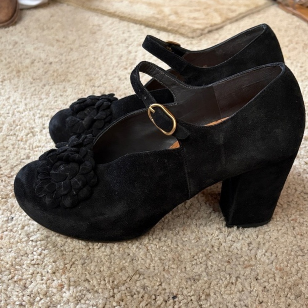 Chie Mihara Mary Jane platform suede high heels ankle strap